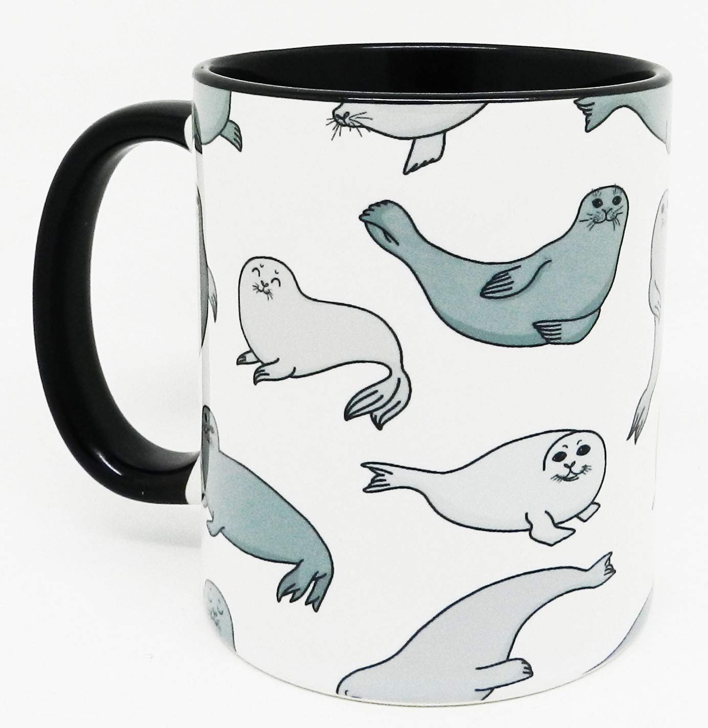 Half a Donkey The Seal Mug with Black Handle and Inner