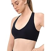 Omwilddo V Neck Sports Bra for Women Medium Support Cross Back Yoga Crop Wide Straps Padded Workout Yoga Top