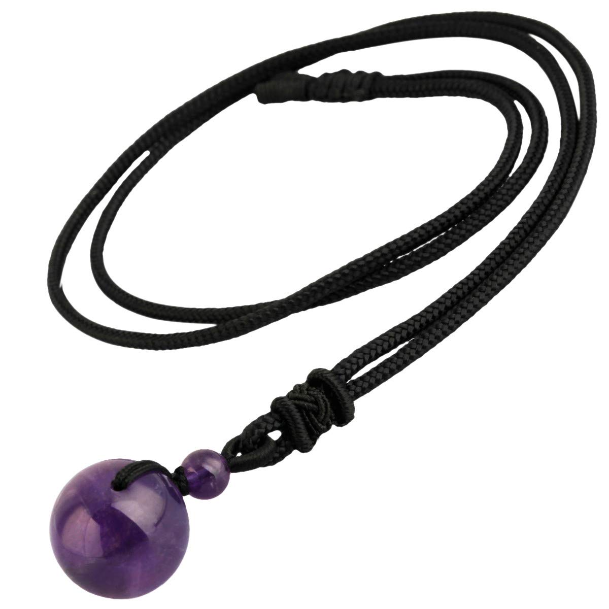 KYEYGWO 16 mm Amerthyst Round Stone Bead Pendant Necklace for Men Women with Adjustable Chain