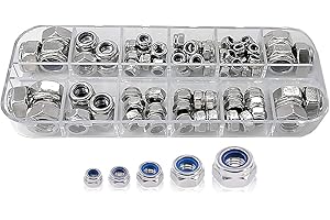 Persberg 82pcs Lock Nut kit, 5-Size, 304 Stainless Steel Nylon Insert Locknuts Assortment Perfect for Lock Washers, Metric Nylon Insert Locknut M3 M4 M5 M6 M8 (120-58)