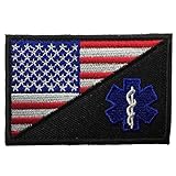 SpaceAuto USA American Flag w/ Star of Life EMT EMS Medic Paramedic Military Tactical Morale Badge Emblem Patch 3