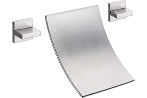 SUMERAIN Wall Mount Waterfall Tub Faucet 3 Hole Brushed Nickel Bathtub Faucet, Extra High Flow Rate