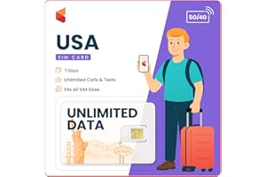 USA SIM Card for Canadian Traveller (4G Data, 7 Days) - 3-in-1 Data SIM Card - Standard, Micro & Nano SIM Card - Unlimited Ca