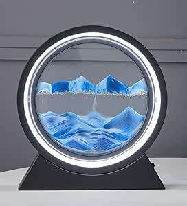 MIUVA Moving Sand Art Picture with LED Light,Relaxing Round Glass