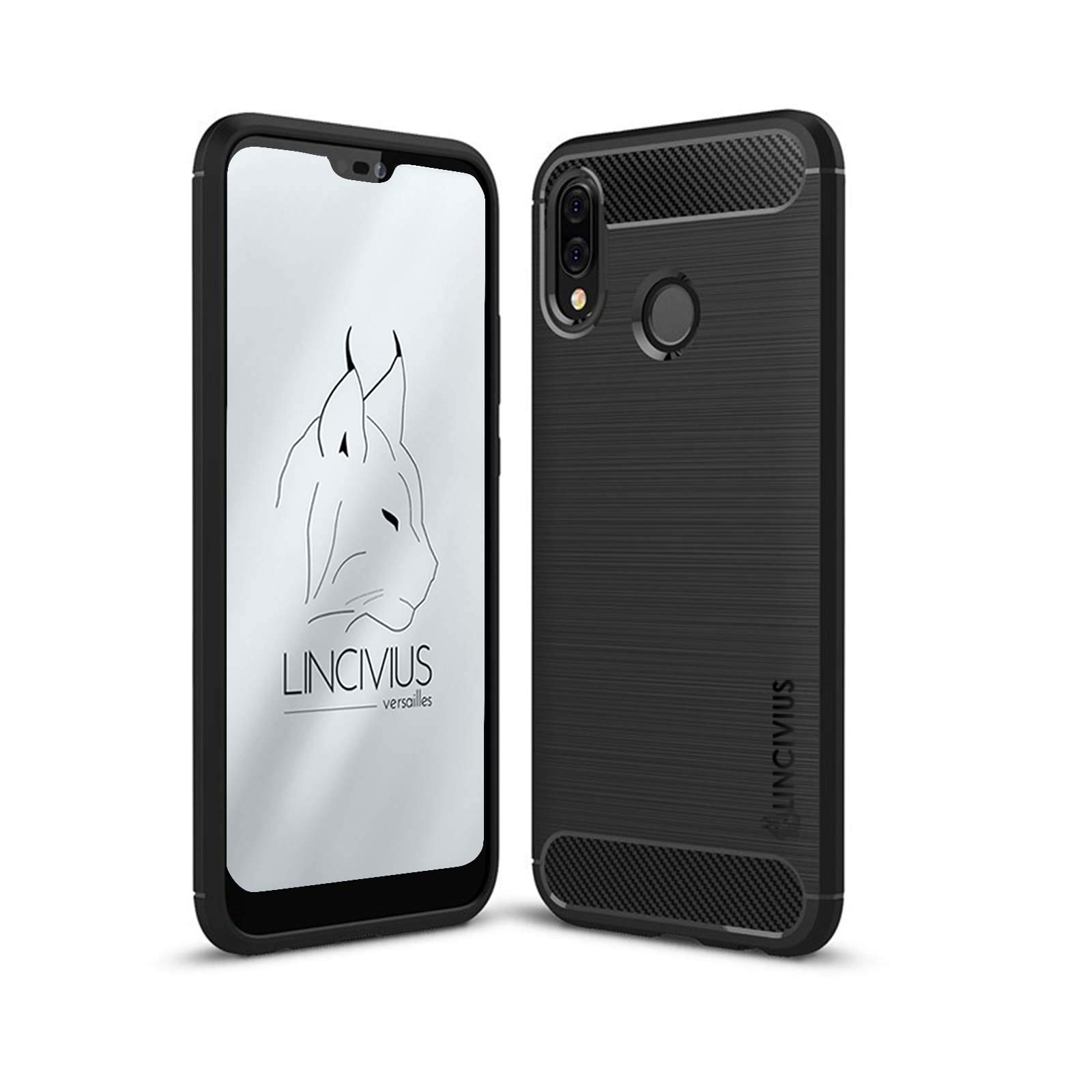 LINCIVIUS  Coque Huawei P20 Lite [TPU Brushed Carbone] Protection Coque Carbon P20 Lite Housse Etui Accessoires Silicone Souple Hybride Design Anti Choc