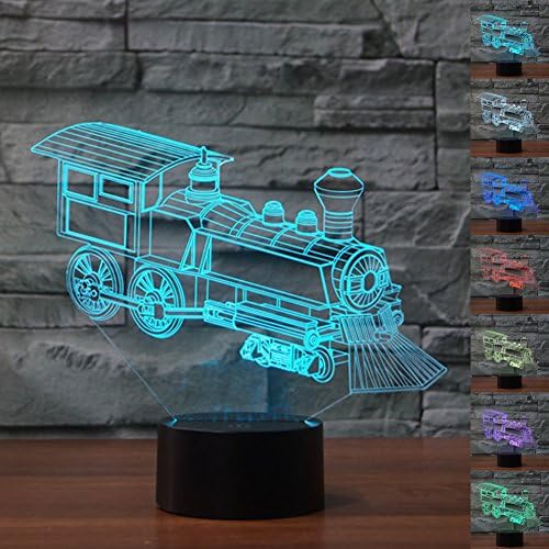 NChance Christmas Gift Magic Choochoo Train Lamp 3D Illusion 7 Colours Touch Switch USB Insert LED Light Birthday Present and Party Decoration