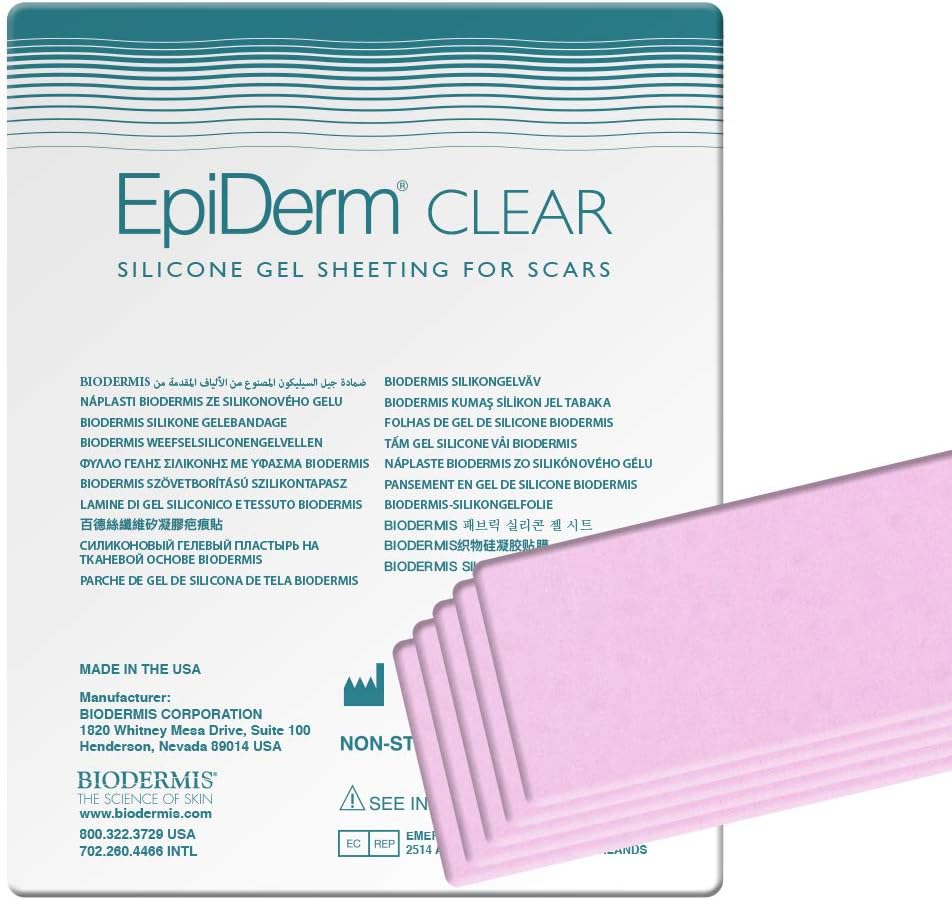 Epi-Derm C-Strip - 1.4 x 6 in - (5 Pack) (Clear) Silicone Scar Sheets from Biodermis