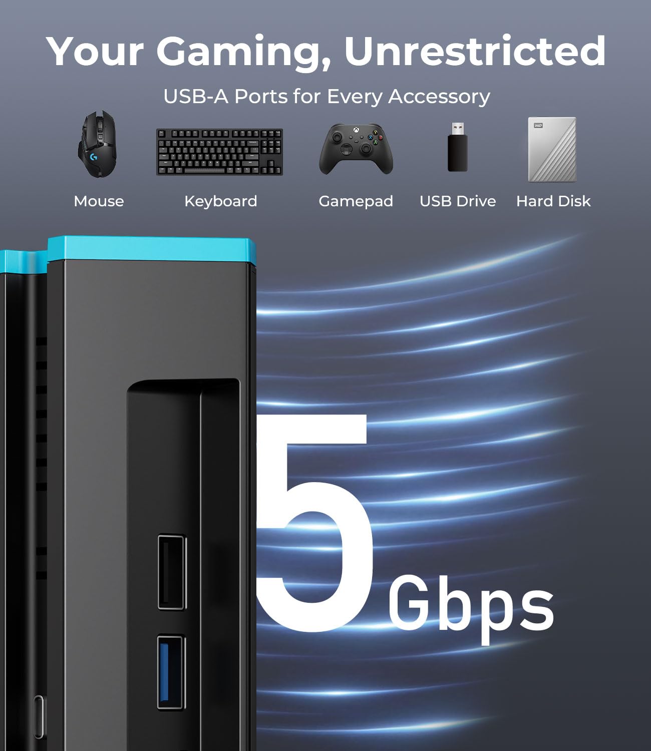 Antank Docking Station Kompatibel mit Nintendo Switch 2/1/OLED, Tragbare TV Dock mit 4K@60Hz HDMI Ausgang/100W Typ-C Ladeeingang/USB, Switch 2 Ladestation Ständer Offizieller Ersatz 7
