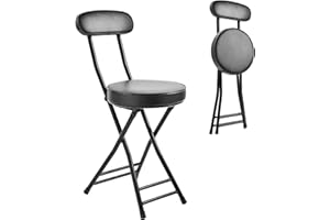 H HOMEWINS Cushioned Padded Folding Stool,18.7-Inch Counter Height Bar Stool,Portable Folding Stool with Handle for Fishing Hiking Gardening Travel BBQ