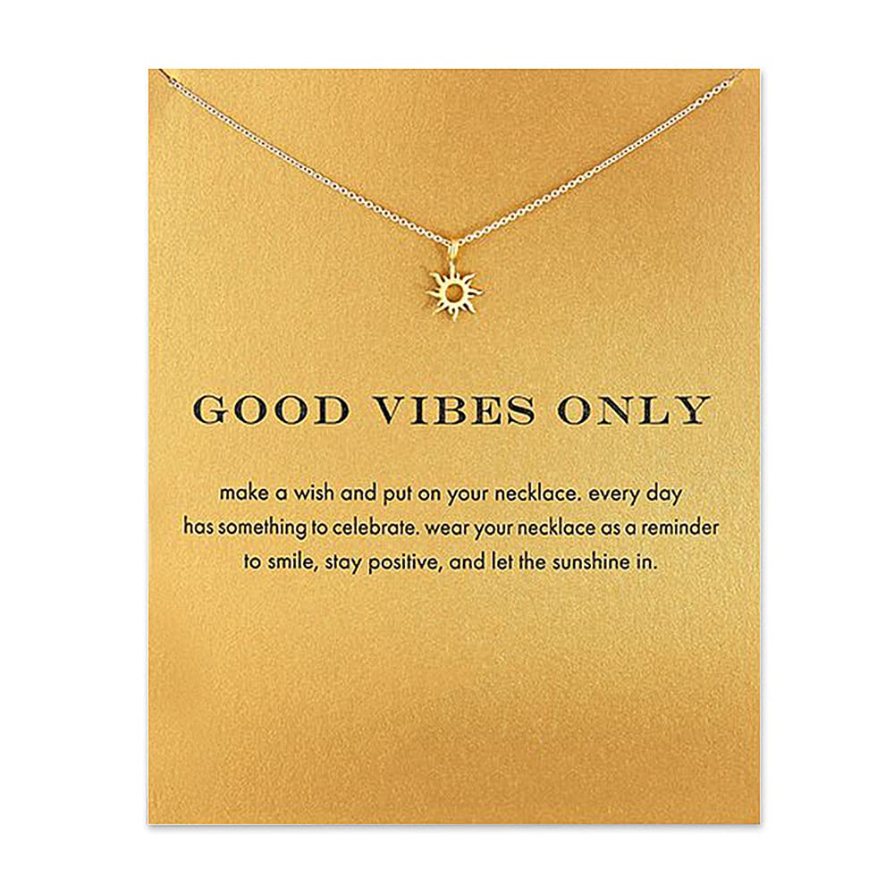 ZYAWP Friendship Sun Compass Necklace Good Luck Elephant Pendant Chain Necklace with Message Card Gift Card