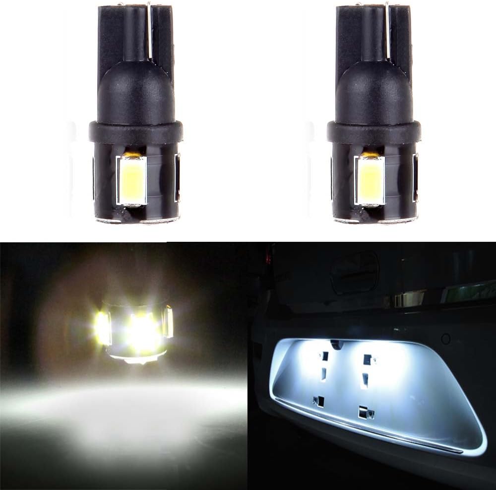 cciyu License Plate Lights, 194 168 175 2825 W5W T10 Car LED Bulbs Xenon White Super Bright 5730 SMD Light,2Pack
