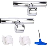 Amarine Made 2Pcs Stylish Stainless Clamp on Adjustable Fishing Rod Holder for Rails 1" to 1-1/4"