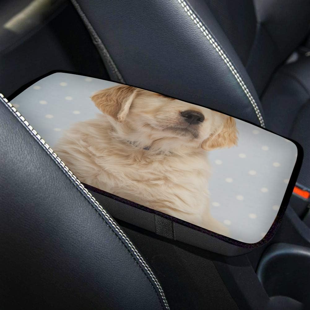 WGPJG Waterproof Car Armrest Cover Golden Retriever Puppy