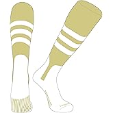 PEAR SOX OTC Baseball Softball Stirrup Socks (A, 7in) Vegas Gold, White
