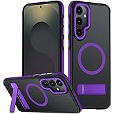 Mondelete for Samsung Galaxy S25 Case, [Compatible with MagSafe], Adjustable Kickstand,Military Grade Drop Tested, Translucent Matte Phone Case for Galaxy S25 Case (Purple)