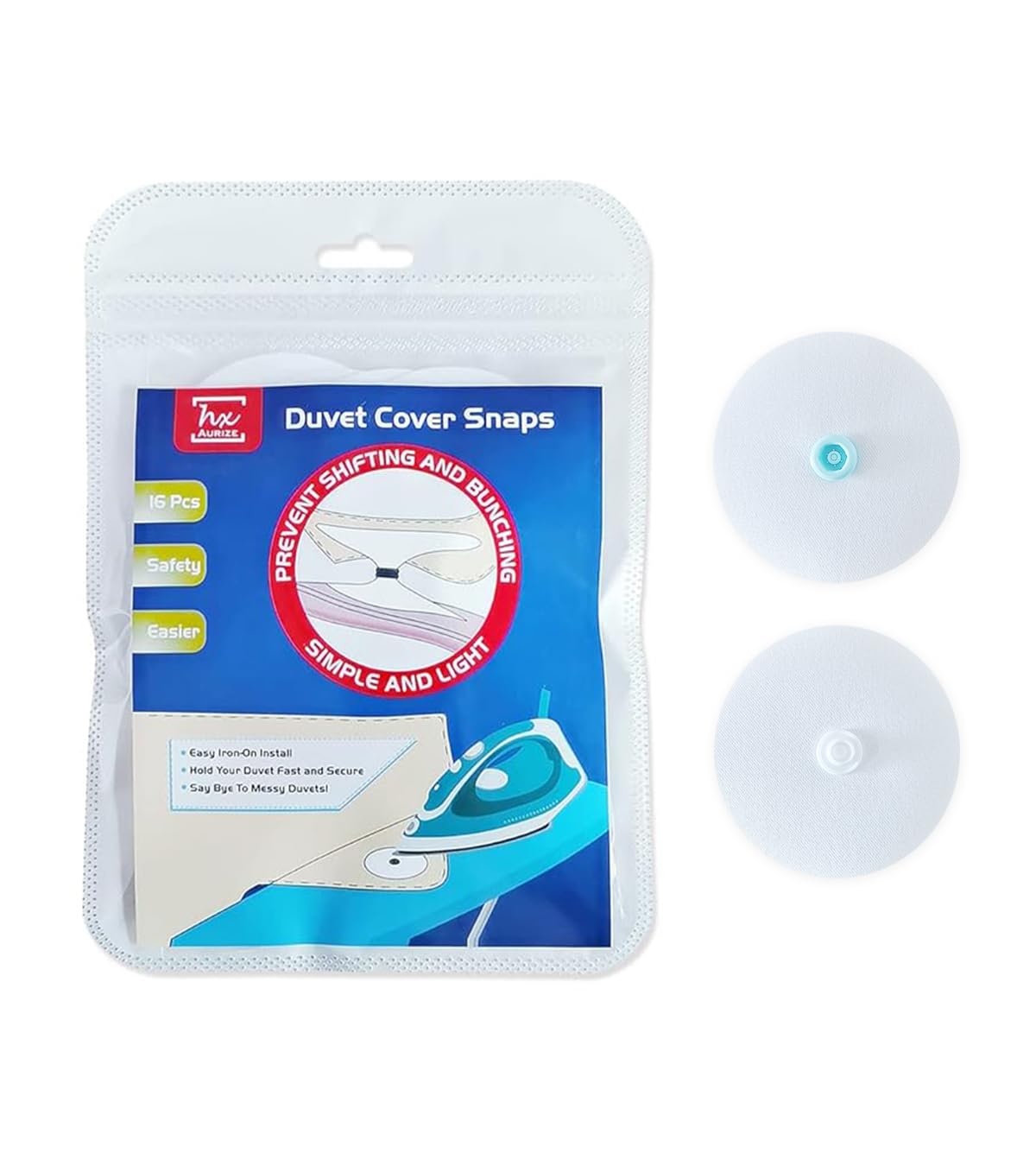 HX AURIZE Duvet Cover Snaps Comforter Clips Holder Prevent Bunching and Shifting Keep Corner in Place 16 Pcs (White)