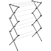 Honey-Can-Do 6-Tier Collapsible Steel Clothes Drying Rack, 24 ft, White | 6-tier steel rack with 24 ft of drying space folds flat to 3 in. Coated bars are gentle on delicates; 50 lb capacity.