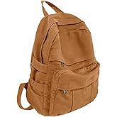 GAMLFL Light Brown Canvas Backpack for Women & Men Retro Aesthetic Rucksack Basic Backpack for High School/College Students Travel Laptop Bag