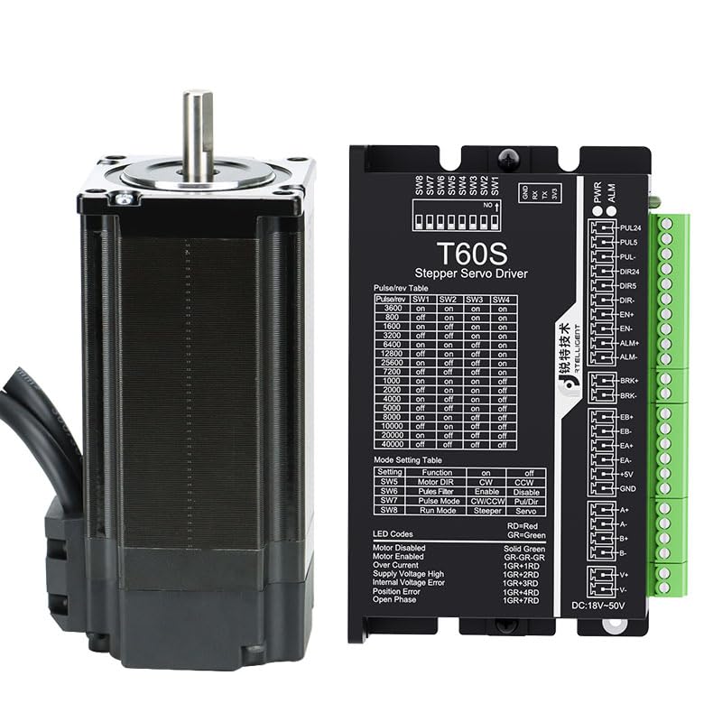 RTELLIGENT Nema 23 Stepper Closed Loop Servo Motor and Driver Kit 2 Phase 2.0NM(283.4oz.in) 4.0A 57 * 57 * 97mm with 30cm Cable + Encoder Extension Cable for CNC Machine