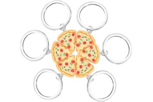 CENWA Pizza Keychain Friendship Keychain 6 Set Of Pizza Slice Keyring Pizza Party Favors Food Key Ring gift