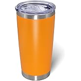 AIANJI 20oz Tumbler Bulk Stainless Steel Tumblers with Lid Vacuum Insulated Double Wall Travel Coffee Mug Powder Coated Tumbler Cup for Hot and Cold Drinks(Orange, 1 pack)