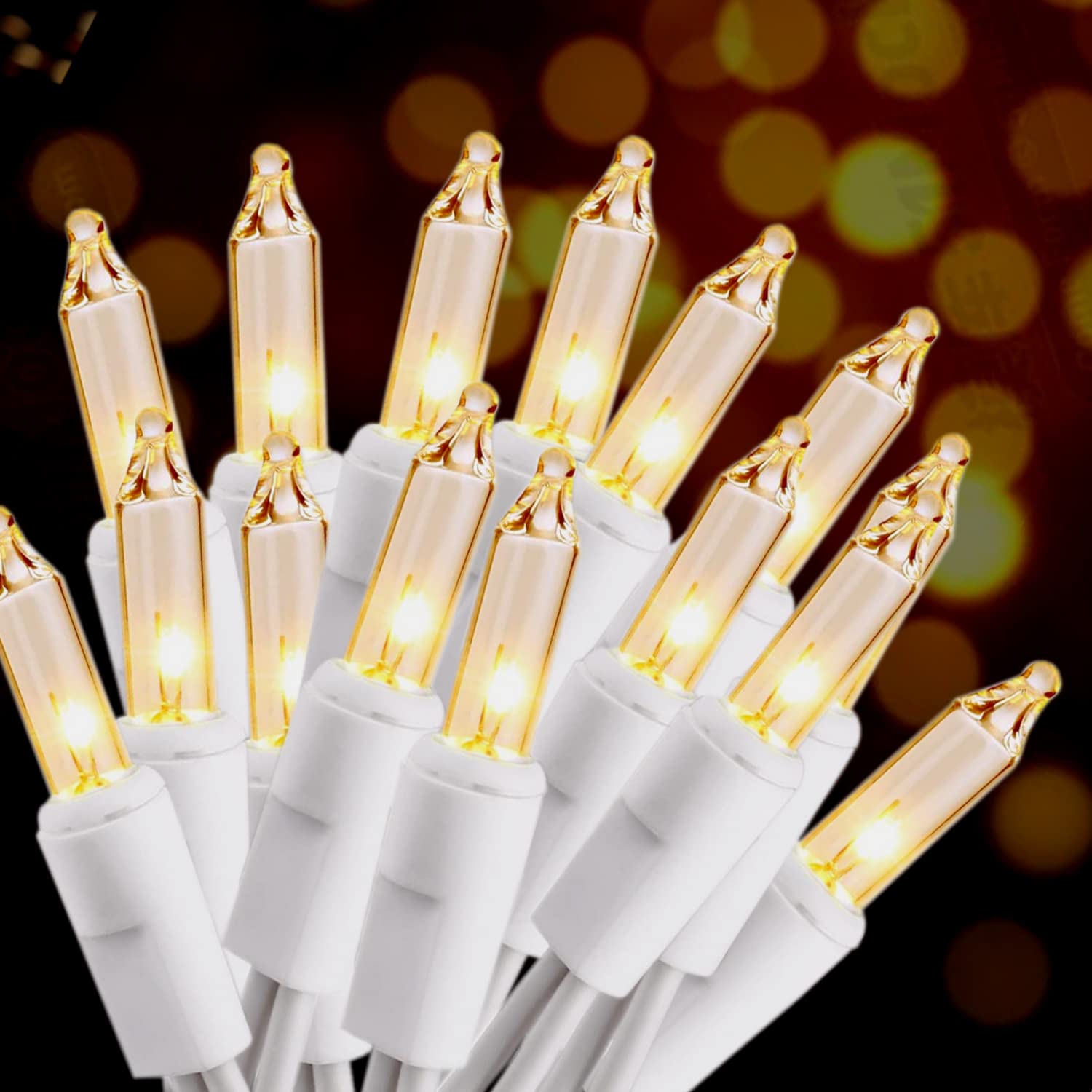 Photo 1 of Christmas Lights 100 Count Mini Clear Lights 32ft White Wire Christmas Tree String Lights Set for Outdoor Indoor Christmas Decorations Wedding Decorations Valentines Day Decor,UL Certified (32feet)