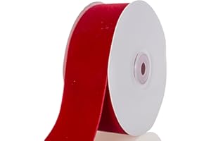 ATRBB Red Velvet Ribbon - 1 1/2 Inch Width, 10 Yards Per Roll - Classic Elegant Flocked Ribbon for Gift Wrapping, Crafts, and Decorations