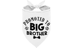AUII JO DESIGN Dog Bandana - Promoted to Big Brother, Classical White Printing, Pet Scarf Accessories, Gender Reveal Gift (B20)