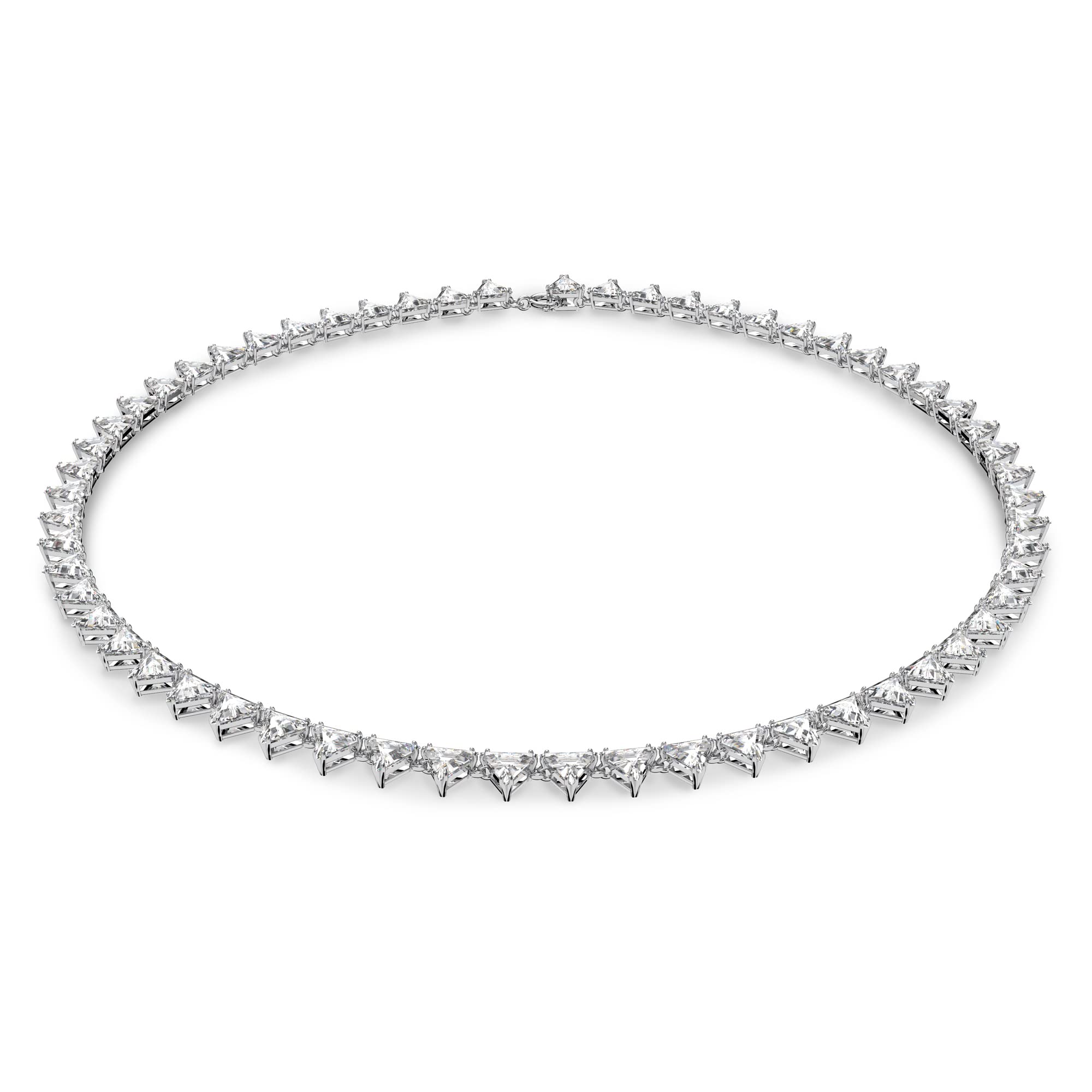 Swarovski Triangle Necklace, Triangular Cut White Crystals in a Rhodium Plated Setting, from the Millenia Collection