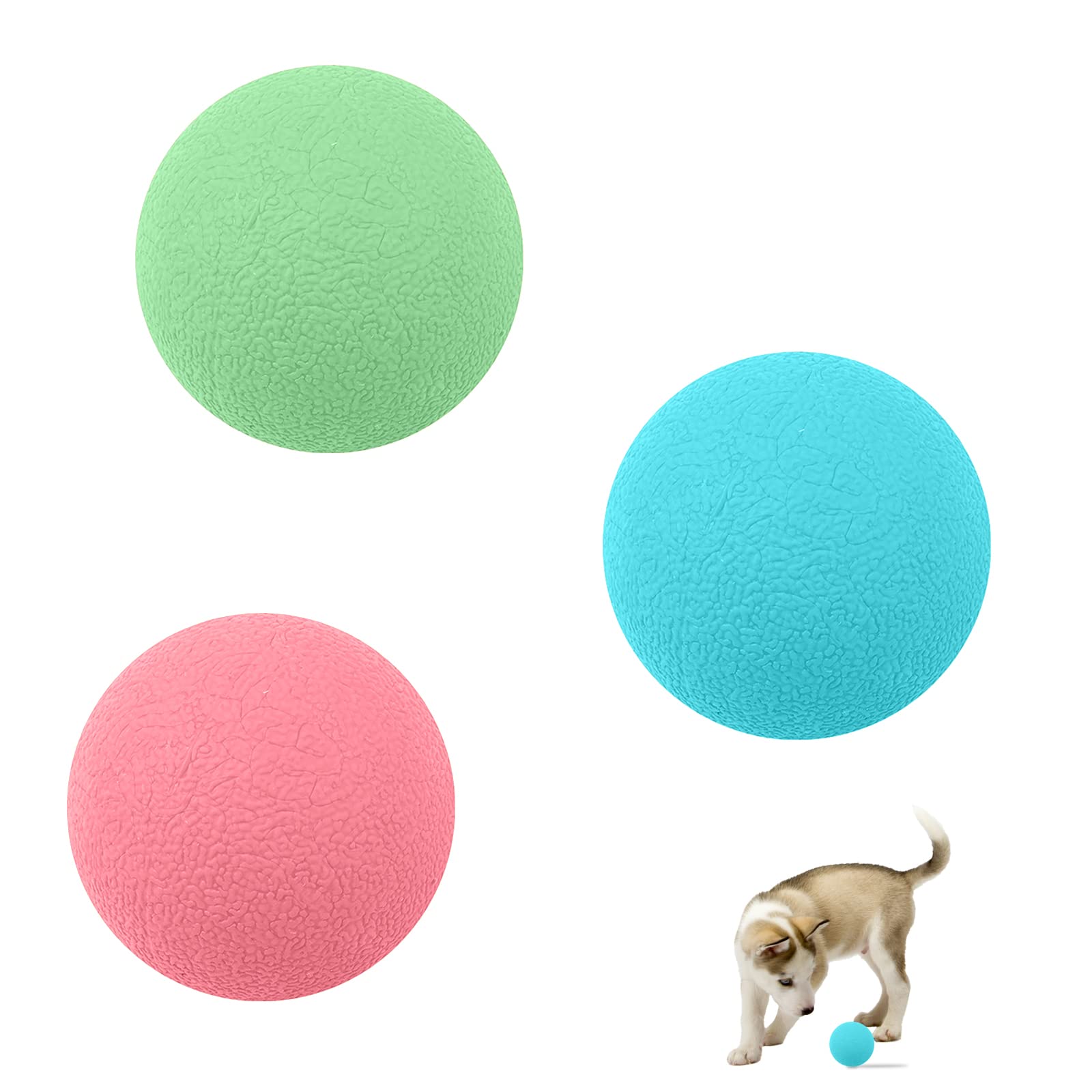 Jodsen 3 Pieces Dog Balls Toys 4cm Rubber Dog Toy Indestructible Dog Ball Toy Chew Toys Elastic Balls Toss Fetch Ball Toys for Dog Puppy Cats Interactive Dog Toys for Training Hunting Exercise Game