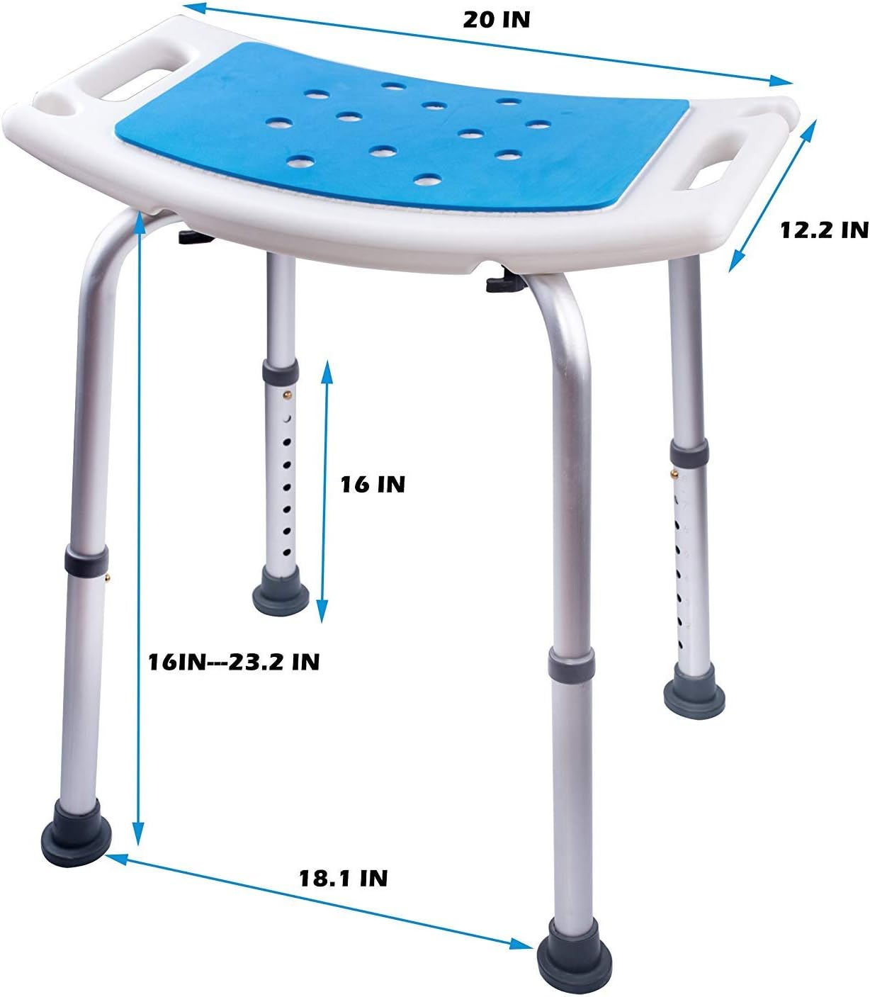 Medokare Shower Stool with Padded Seat - Shower Seat for Seniors with Tote Bag and Handles, Shower Bench Bath Chair for Elderly, Handicap Tub Shower Seats for Adults (White Stool): Kitchen & Dining