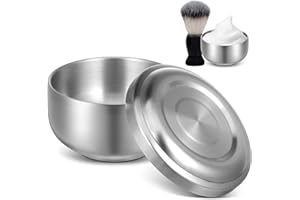 ARTIBETTER Shaving Bowl, Shave Bowl Stainless Steel, Shaving Soap Bowl with Lid, 4 Inch Shaving Mug, Unbreakable Shaving Cup for Wet/Hot Shave (Silver)