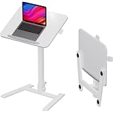 alawooder 25" Mobile Folding Desk: Pneumatic Sit-Stand, No Assembly | 29-42" Height Adjustable Rolling Laptop Desk, Hidden Wheels, 0-90&deg; Tilt Top. Ideal for Home Office, Craft &amp; Study.