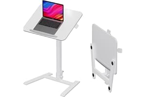alawooder Mobile Folding Desk 25 Inch - No Assembly Sit-Stand Desk,Height Adjustable Rolling Laptop Desk, Space-Saving Portable Desk with Wheels for Home Office Craft & Study, White
