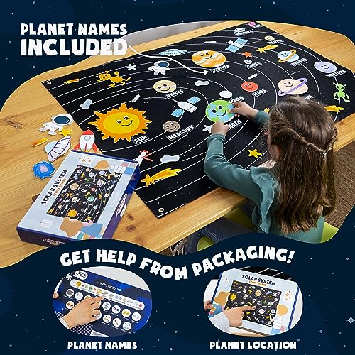 Solar System for Kids Toys with 61 Felt Figures - BONNYCO | Space Montessori Toys, Girls Boys Birthday Gifts Planets | Felt Board for Toddlers Story, Educational Kids Gifts 3 4 5 6 7 8 Years Christmas
