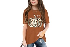 QBILY Graphic Tees for Girls Kids Summer Tops Crewneck Short Sleeve T Shirt 5-14 Years