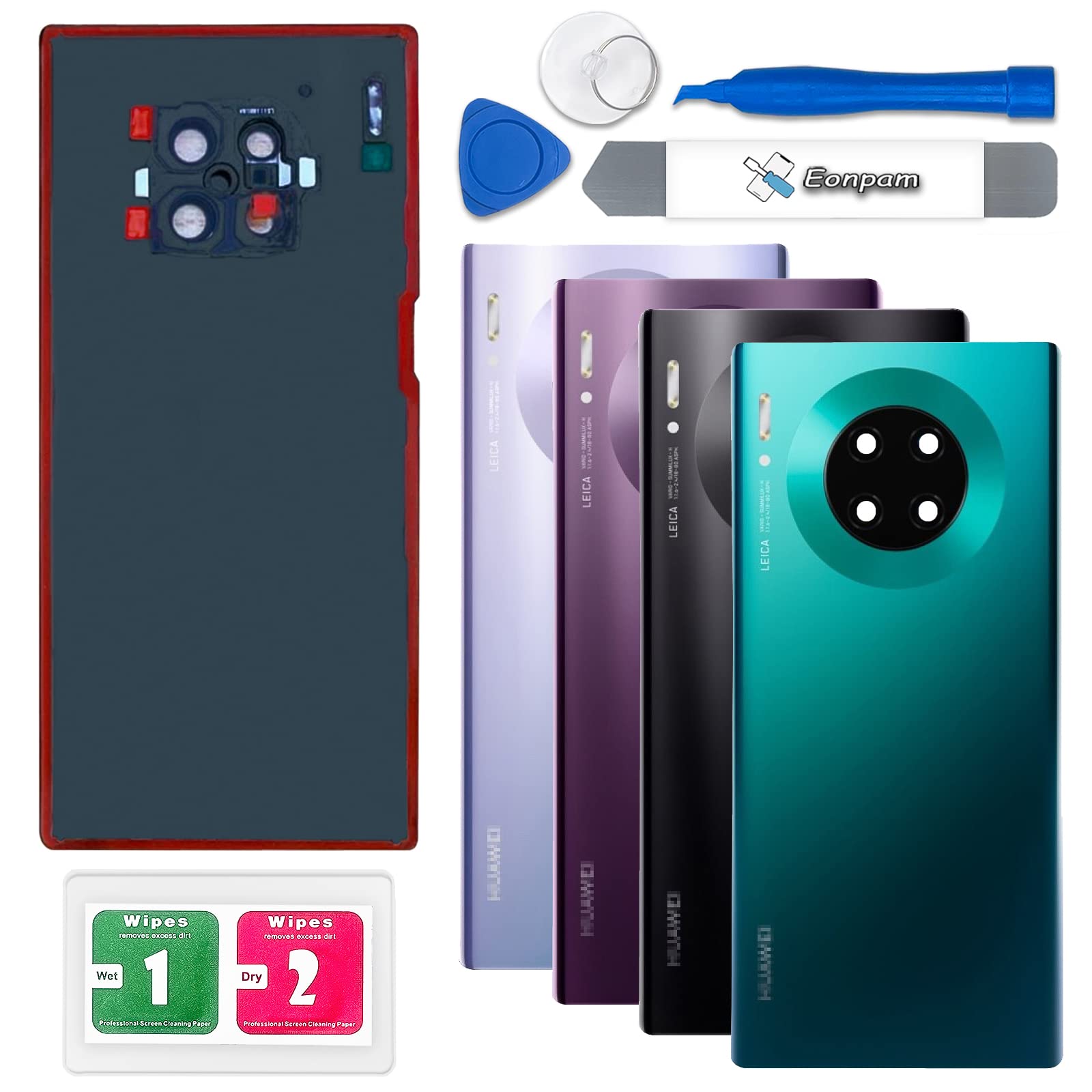 Eonpam Back Cover Glass for Huawei Mate 30 Pro Rear Glass Replacement with Camera Lens + Repair Kit Genuine Rear Housing (Green)