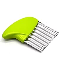 Antrader Stainless Steel Potato Carrot Chip Vegetable Crinkle Wavy Chopper Cutter French Fry Slicer 1 Pack/Set, Green