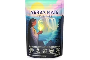NIUSISE Yerba Mate Instant Tea Powder, Super Yerba MateTea for Natural Energy & Gut Health, Reduce Brain Fog, Low Sugar Yerba Mate Tea with Prebiotics and Probiotics, Peach Mango 30 Servings