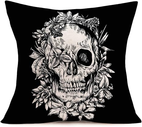 black skull pillow