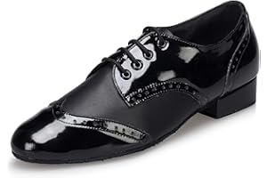 Honeystore Men's Lace-up Dance Shoes Splice PU Leather Modern Tango Jazz Ballroom Latin