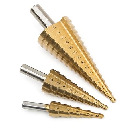 Generic 3pcs 4-12/20/32mm Large HSS Steel Step Cone Cut Set Drill Tools Titanium Drill Bits Hole Cutter Durable Coated Metal Drill Bit