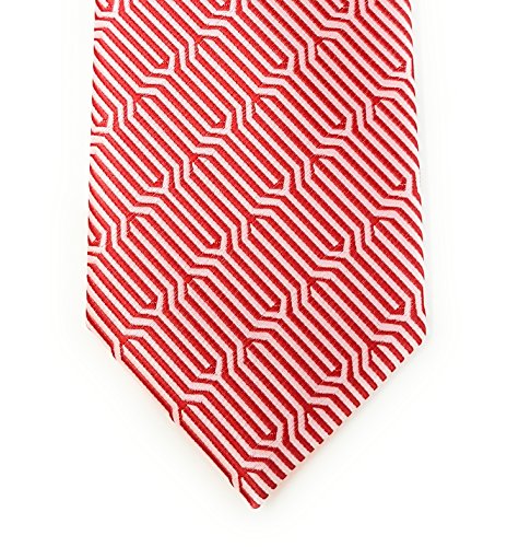 Labiyeur Geometric Ys Medium Men's Tie Necktie (Red/White)