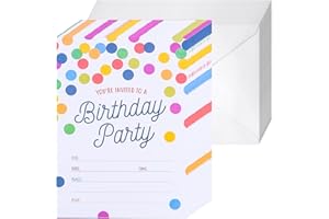 ​​20-Pack Birthday Invitation Cards with Envelopes | 5x7 Inch Fill-in-the-Blank Cards | Matte Polka Dot Design | Gender-Neutr