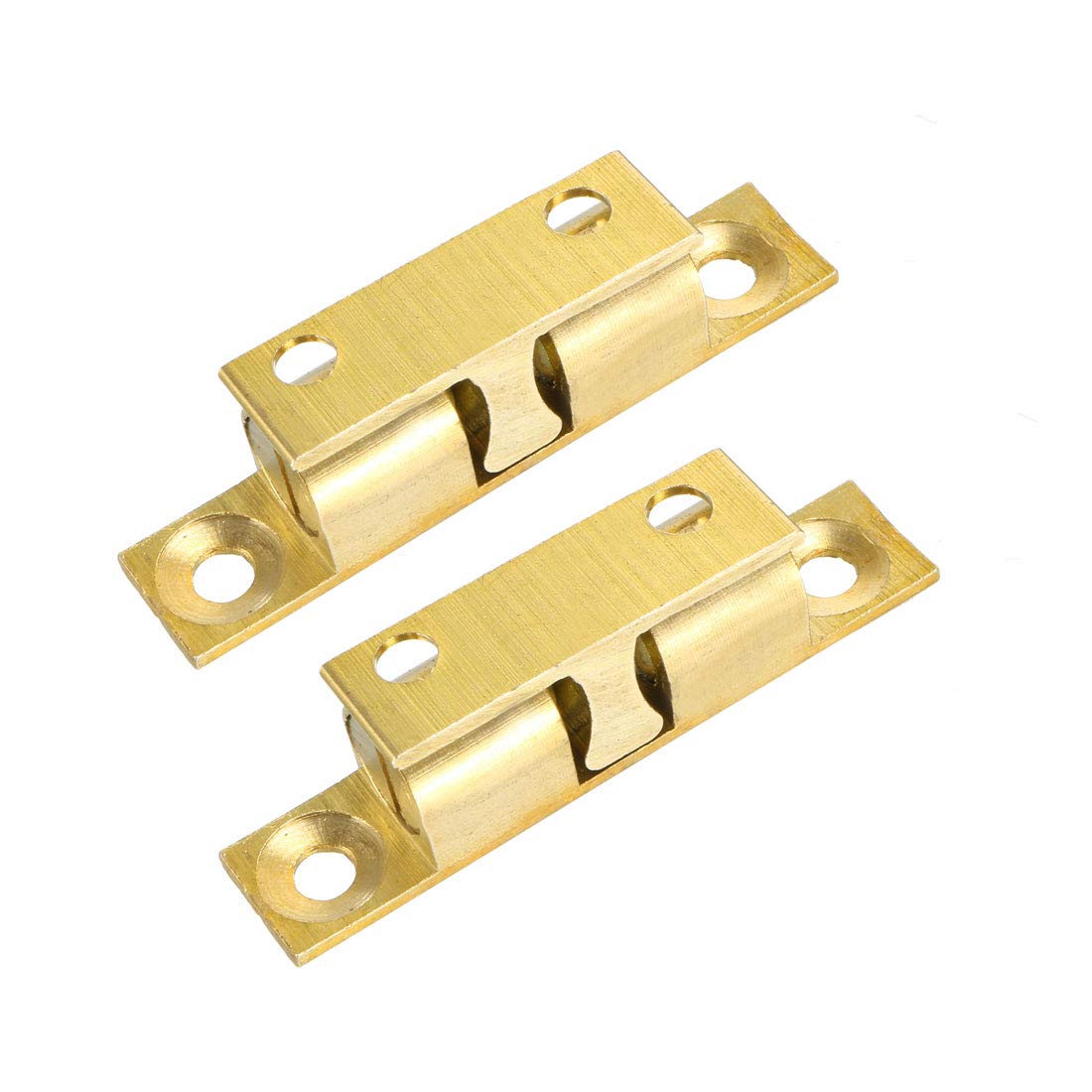 Sourcingmap 2 pcs Cabinet Door Closet Brass Double Ball Catch Tension Latch 50 mm Length Gold Tone