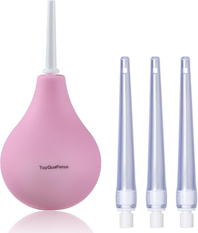 TopQuaFocus Enema Bulb Kit 224ml Silicone Douche for Men Women Pink