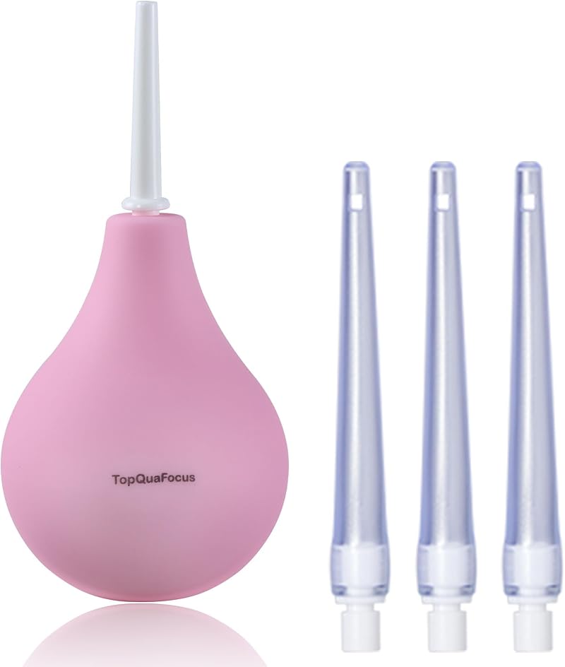 TopQuaFocus Enema Bulb Kit 224ml Silicone Douche for Men Women Pink