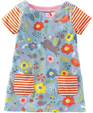 "Swimming" Embroidery Baby Girls Princess Dress 100% Pure Organic Cotton (18Mons-6T)