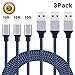 iPhone Charger, Atill Lightning Cable 3Pack 10FT Nylon Braided iPhone 8Pin Lightning Charging & Sync Charger Cord for iPhone7 7Plus 6s 6sPlus 6 6Plus SE 5 5S 5C iPad iPod & More (BlackBlue)
