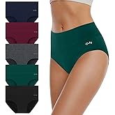coskefy Women's High Waisted Cotton Underwear Soft Breathable Panties Stretch Briefs Ladies Panties 5 Pack